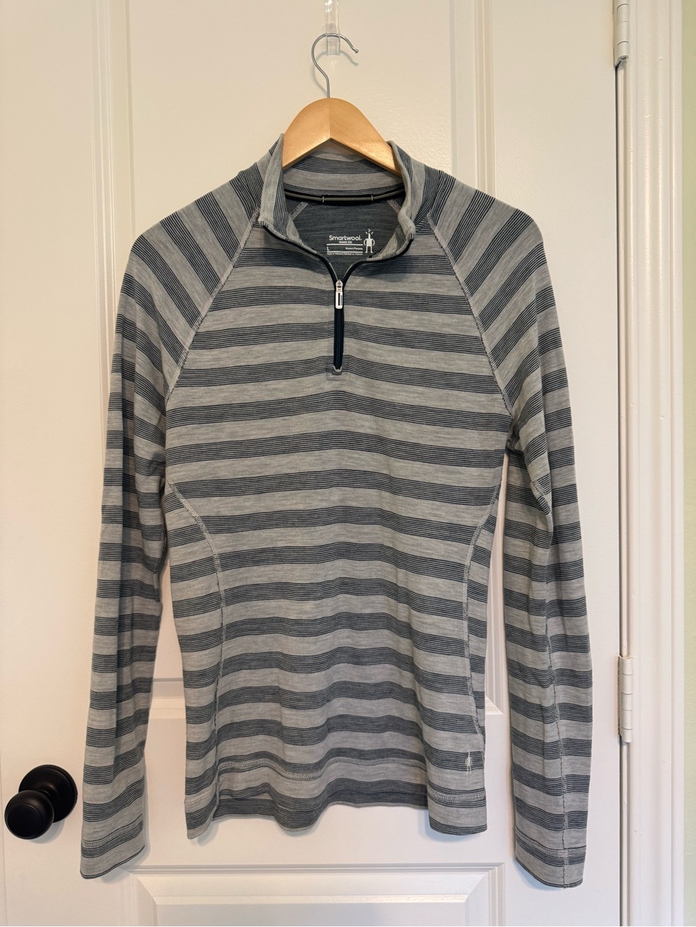 Smartwool Grey Striped Half-Zip Merino Pullover